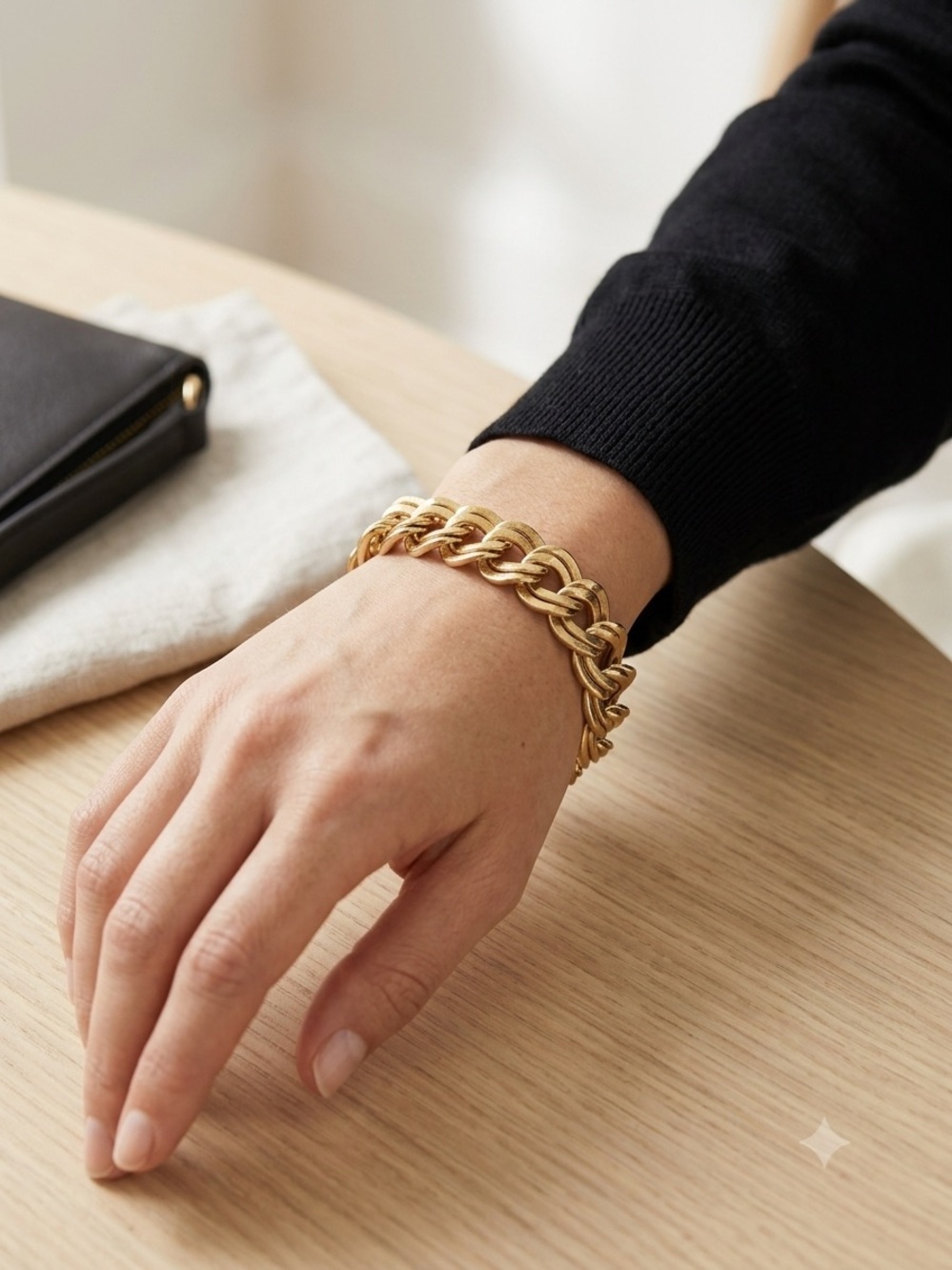 Vintage Monet Gold Tone Double Link Bracelet